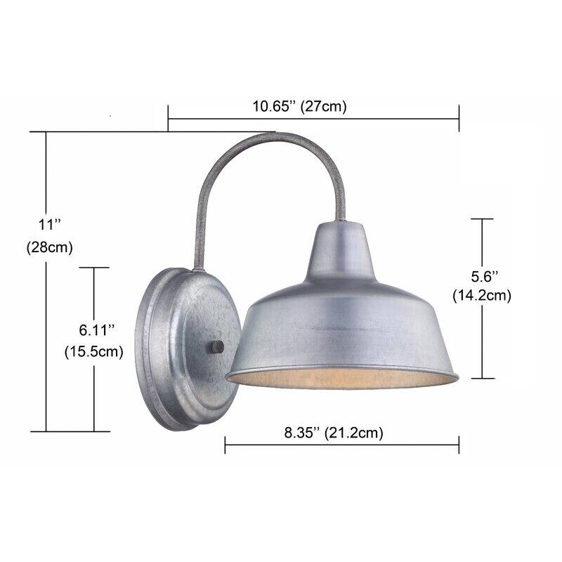 1-Light Outdoor Barn Light With Galvanized finish - 8.35"x10.65"x11"