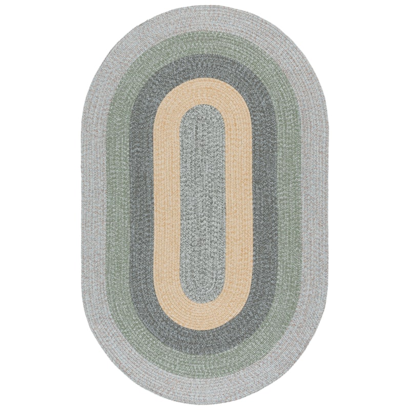 SAFAVIEH Handmade Braided Ecenur Indoor/Outdoor Machine Washable Rug - 6' x 9' Oval - Grey/Green