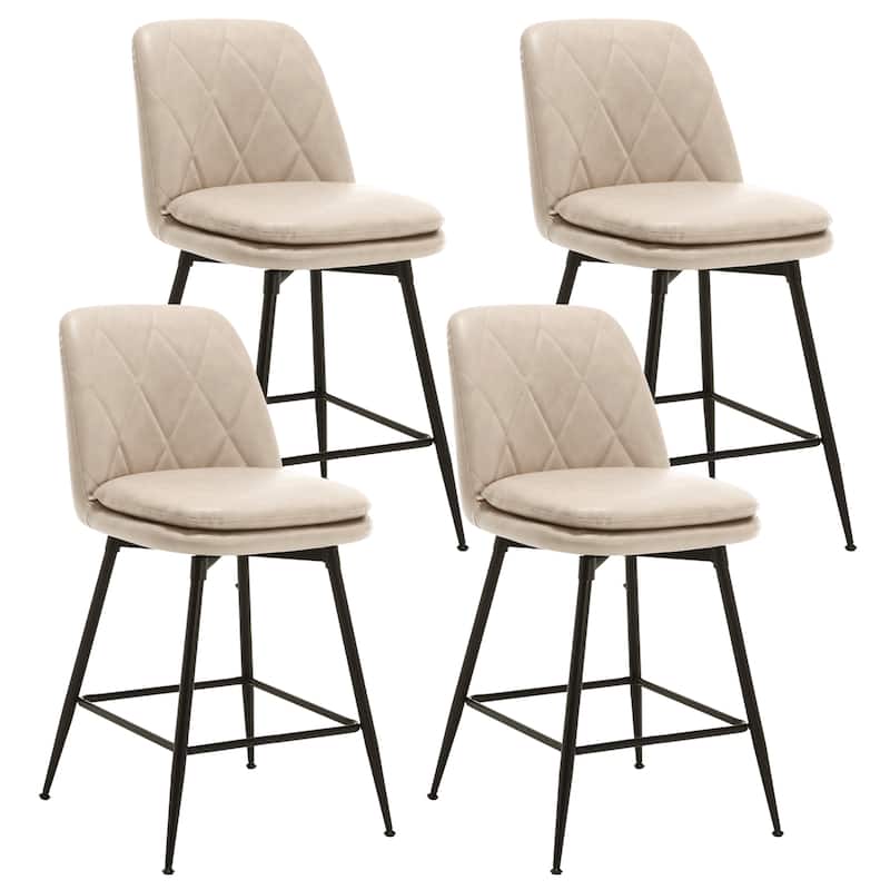26"/29" Faux Leather Swivel Counter and Bar Height Stools (Set of 4)