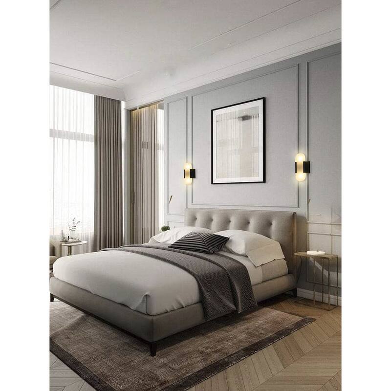 Traditional 2-Light Satin Black LED Alabaster Wall Sconce