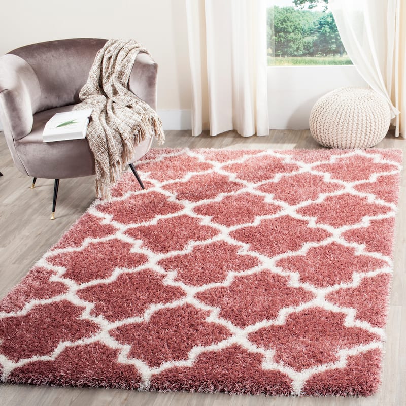 SAFAVIEH Montreal Shag Rosalyn 2-inch Thick Rug - 5'3" x 7'6" - Rose/Ivory