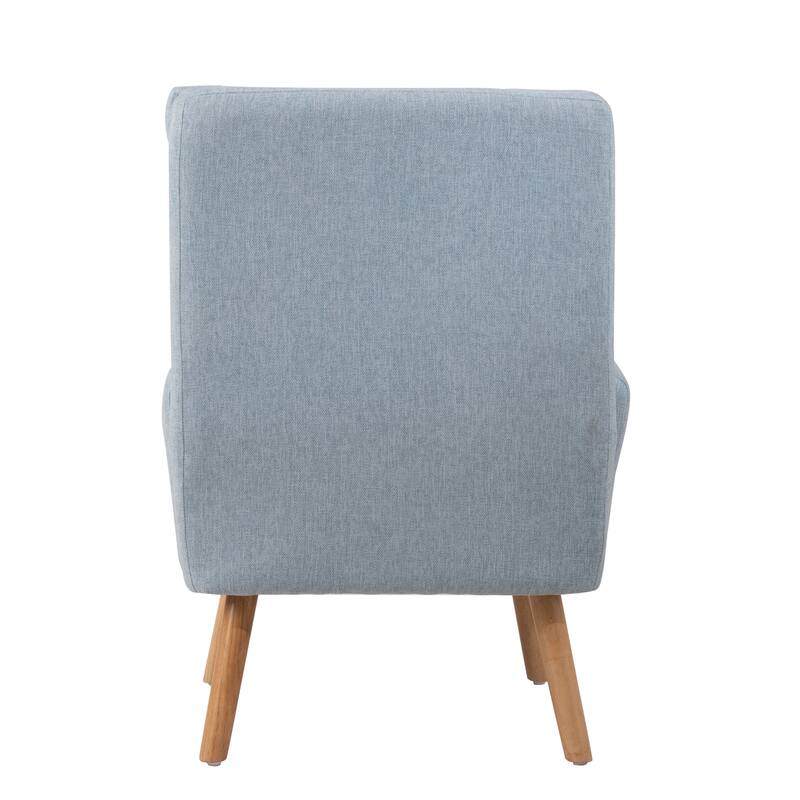 Accent Chair with Ottoman Set, Fabric Armchair with Wood Legs and Adjustable Backrest , Mid Century Modern Comfy Lounge Chair