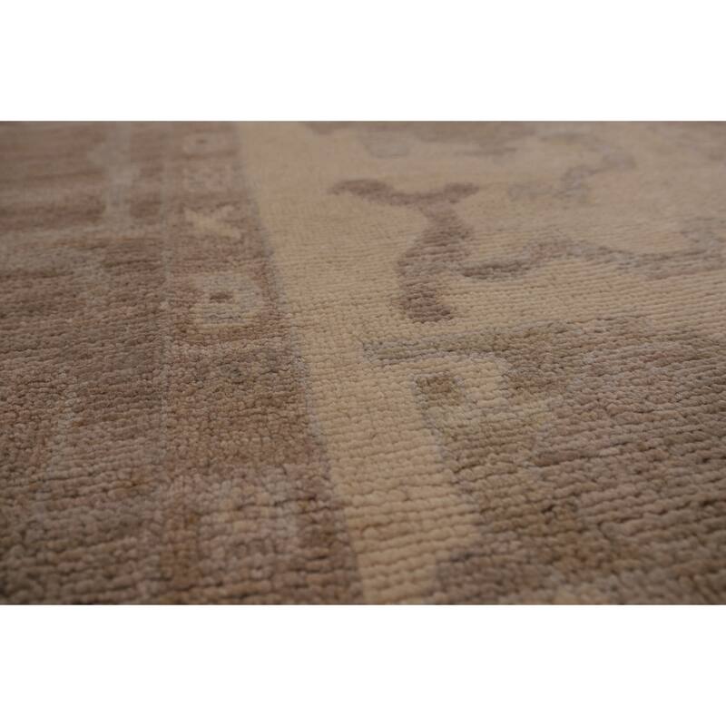Vegetable Dye Oushak Turkish Area Rug Floral Handmade Wool Carpet - 9'1" x 11'11"