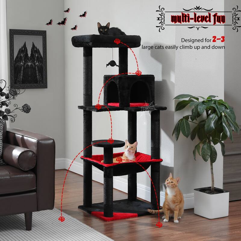 5-Level Cat Tree with Hammock, Condo, Top Perch & 4 Scratching Post
