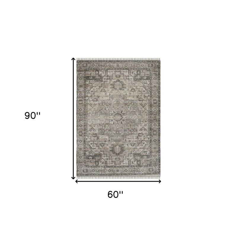 HomeRoots Oriental Transitional Rectangle Area Rug
