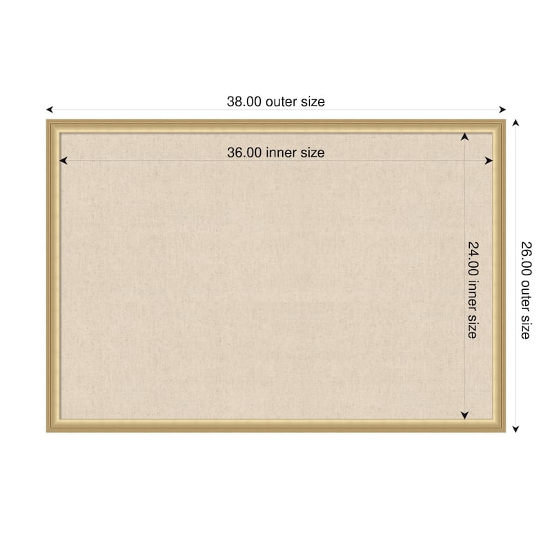 Amanti Art Framed Fabric Pinboard Natural Linen Printed Bulletin Board - Board Size 36 x 24 - Florence Gold