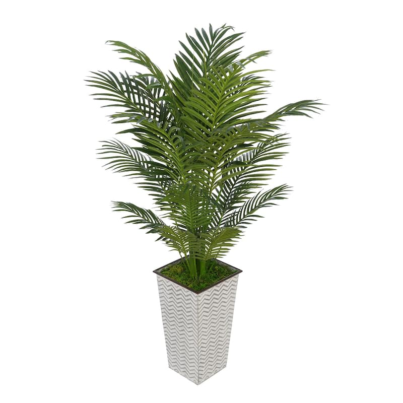 Faux Areca Palm in Designer Metal Planter