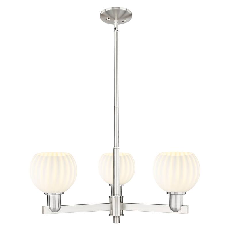 Innovations Lighting Endless Possibilities Arcadia - White Venetian - 3 Light 28" Stem Hung Chandelier - Satin Nickel