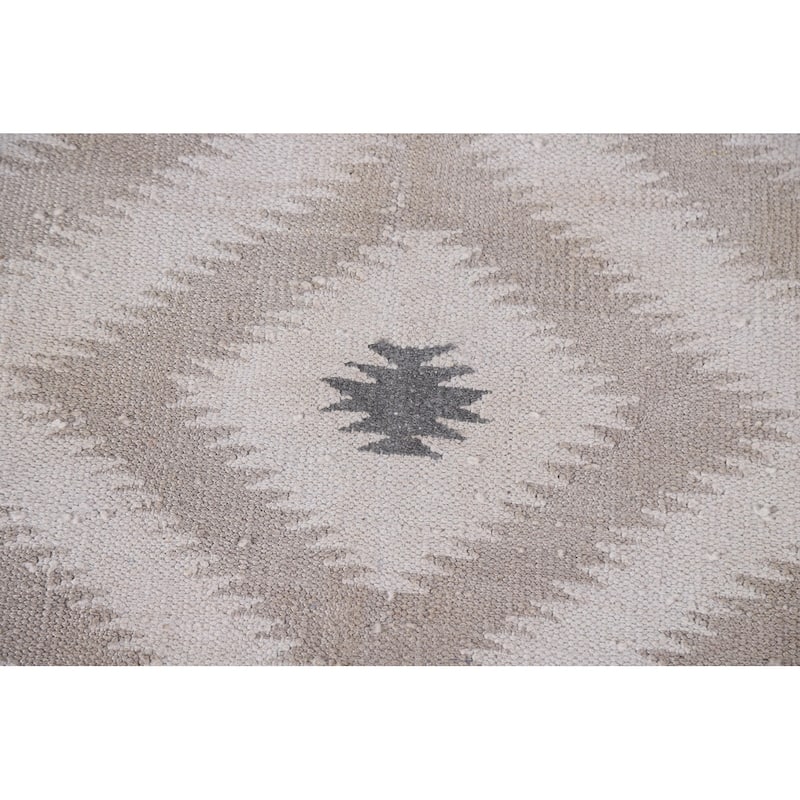 Geometric Kilim Area Rug Flatweave Accent Wool Carpet - 3'4"x 4'10"
