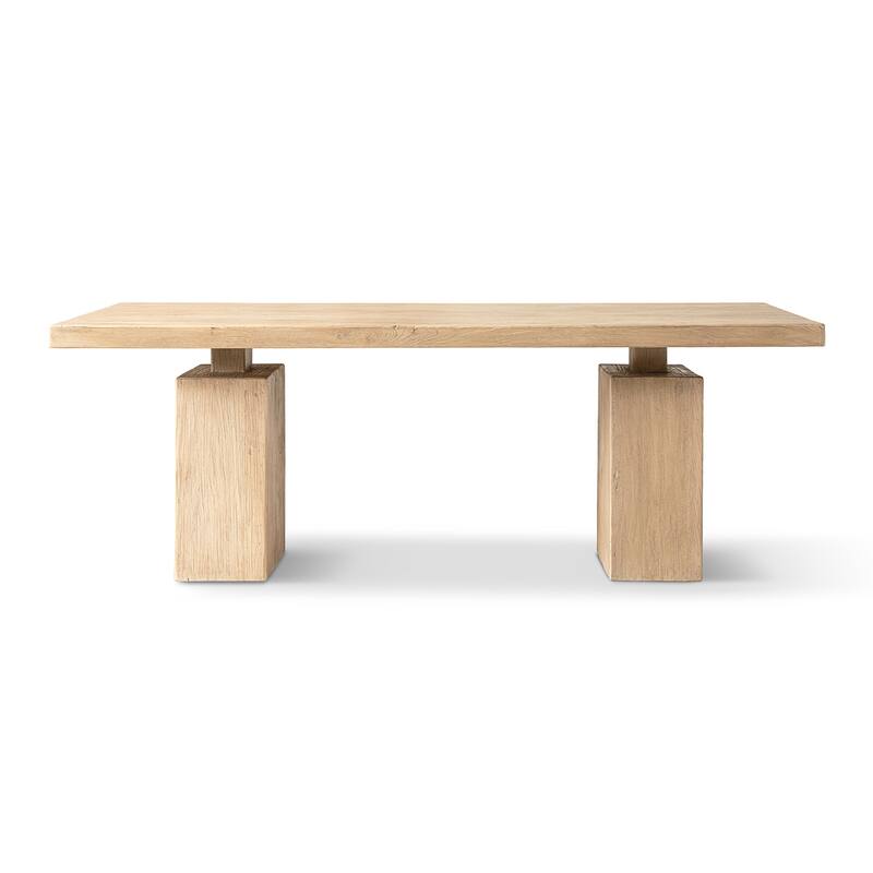 Jennifer Taylor Home Calder 85" Solid Reclaimed Elm Plinth 8-Person Dining Table