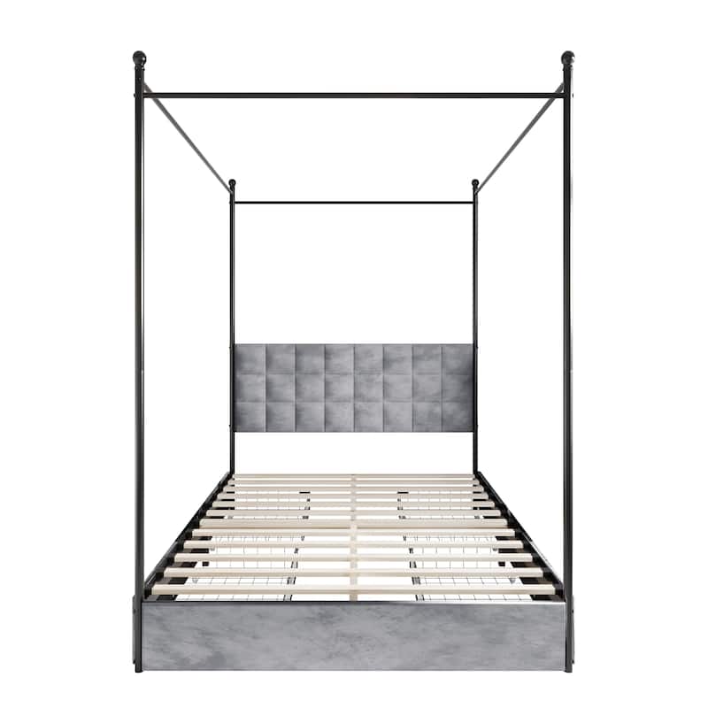 Clayfell Hobart Upholstered Metal Storage Canopy Bed