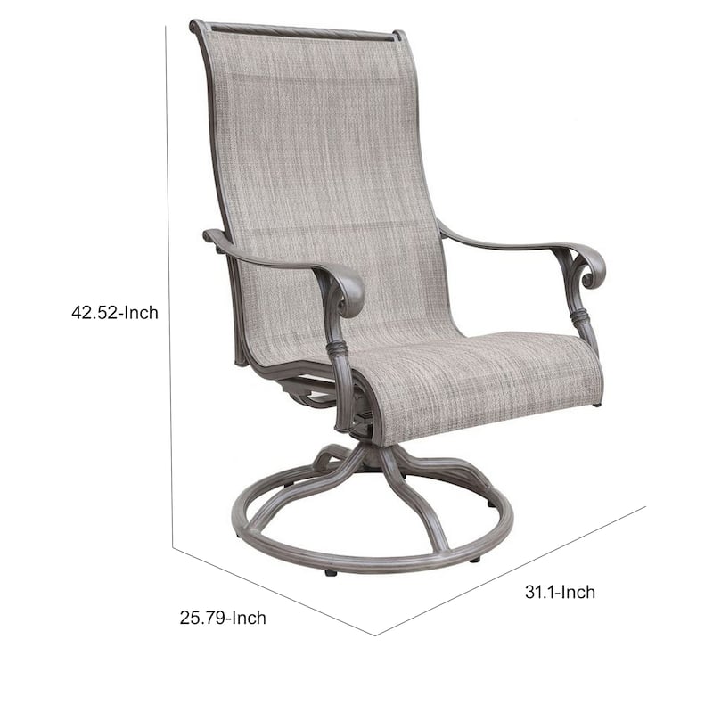 Mace Outdoor Patio Swivel Rocker Chair Set of 2, Curved, Aluminum, Gray