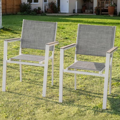 Patio 2-Piece Dining Chairs, Outdoor Textilene Stackable Chairs