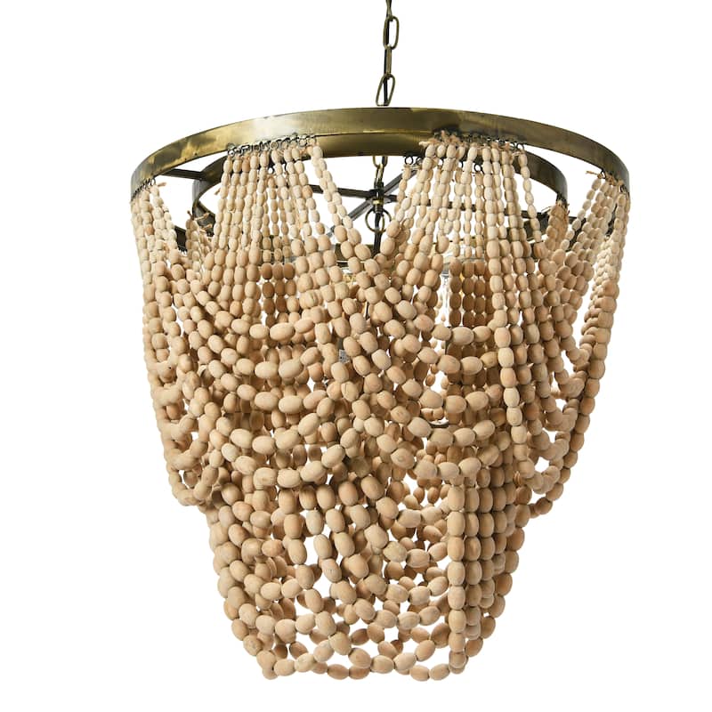 2-Tier Draped Wood Bead Chandelier
