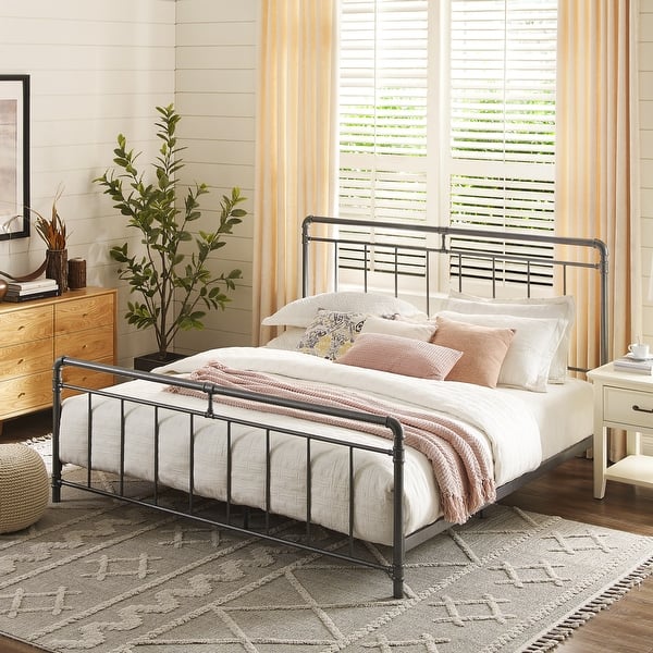 slide 2 of 18, Corvus Meitner Vintage Charcoal Metal Bed