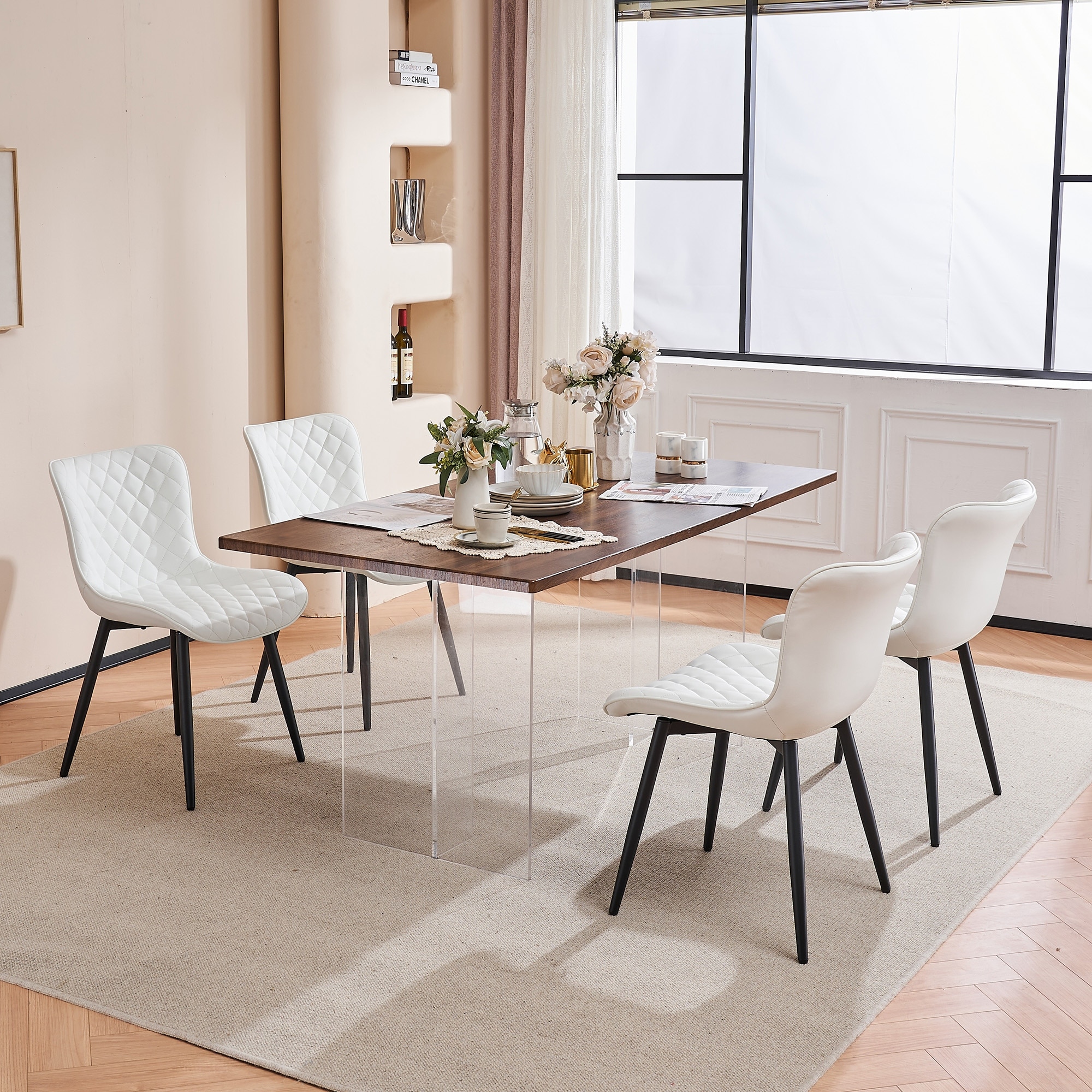 Dining Chairs Set of 2 Modern Leather Upholstered Dining Room