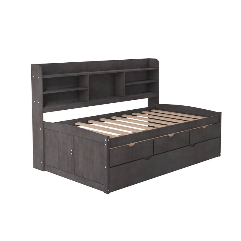 Twin Size Wooden Captain Bed