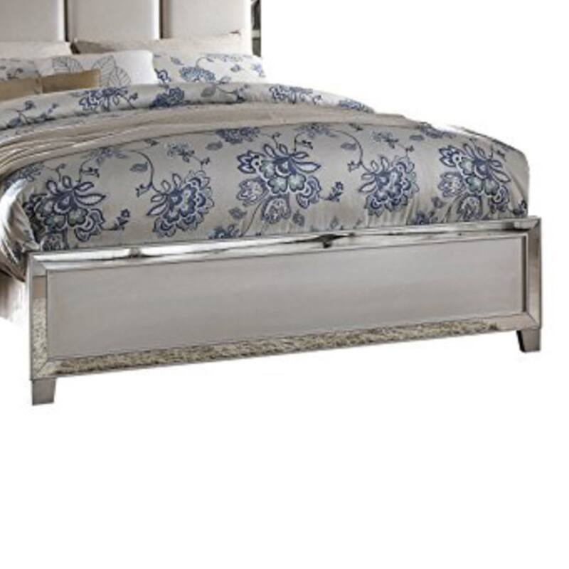 Contemporary Style Elegant Queen Size Bed with Padded Headboard, Gold