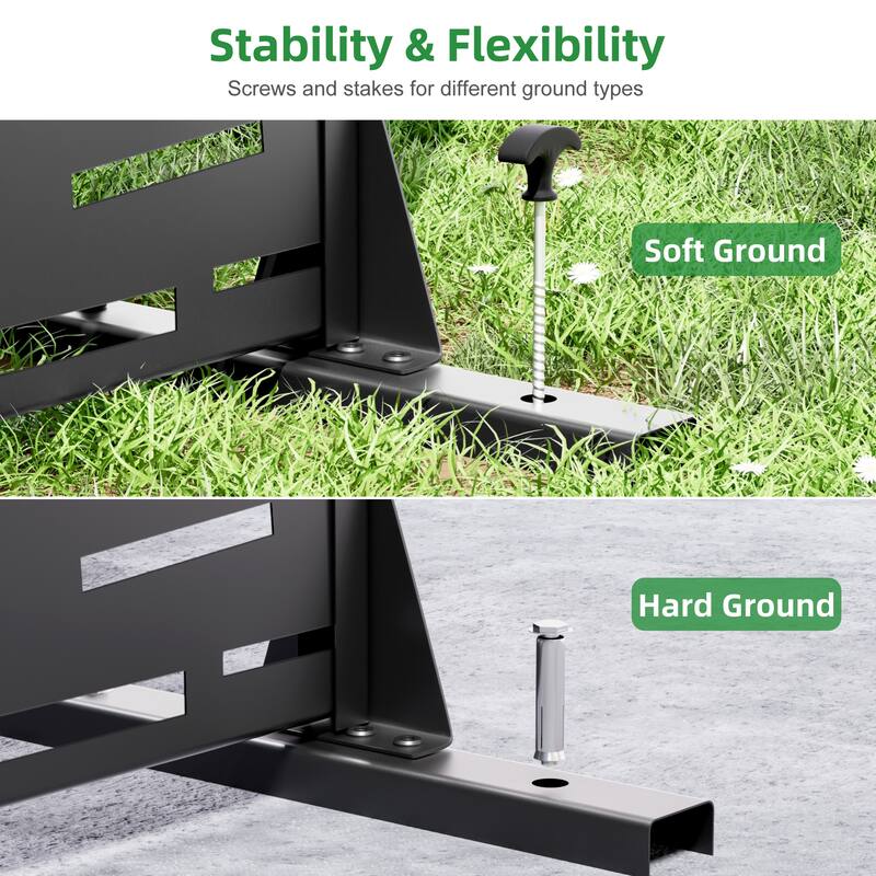 72" H×47"W Dovelina Black Outdoor Freestanding Metal Privacy Screen Decorative Garden Fence