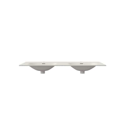 MEDUNJESS 47'' Rectangular Drop-In Double Bathroom Sink Solid Surface Countertop Sink
