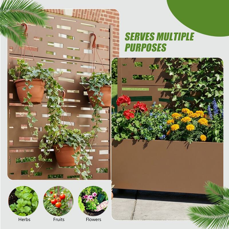 Raised Garden Bed Planter with Trellis Movable Planter Box with Lockable Wheels