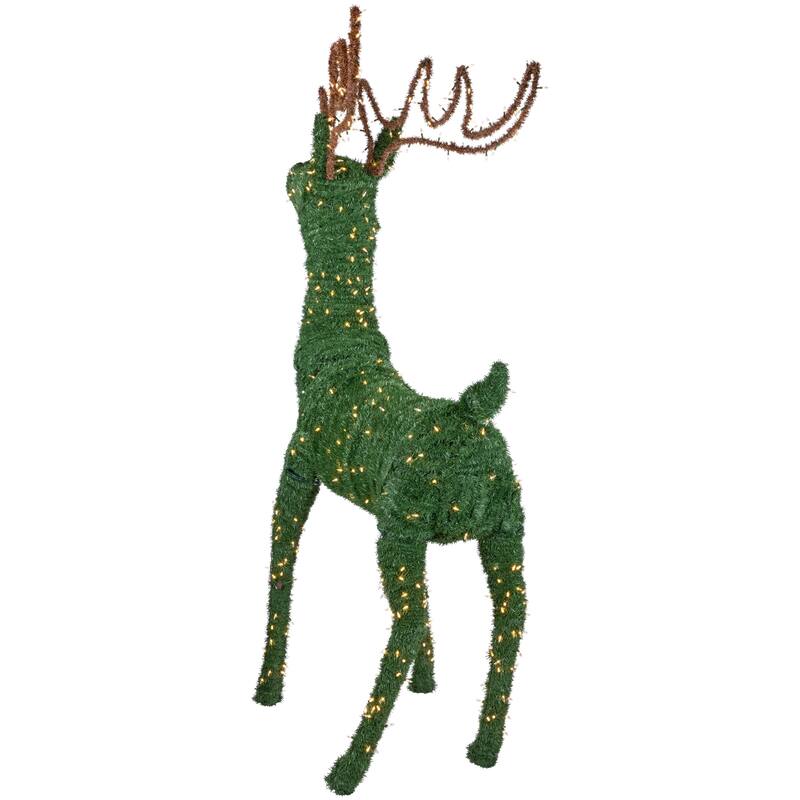 Lighted Standing Topiary Reindeer Christmas Decor 6.5' White LED - Green