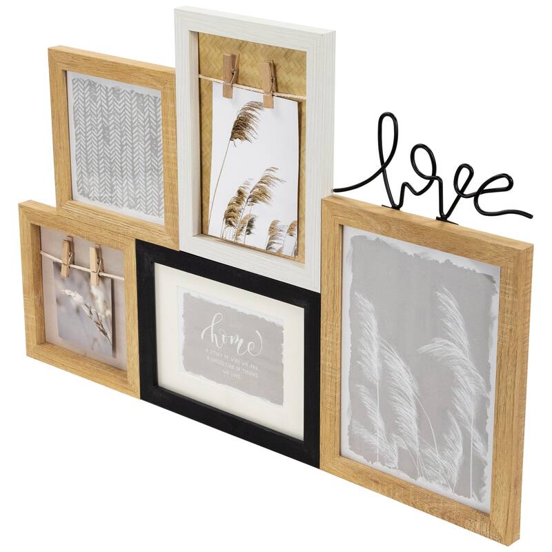 Wooden "Love" Wall Collage Photo Frame - 20.75" - Beige and Black