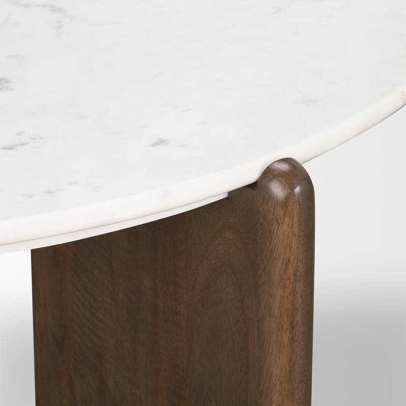 Rumer Dark Brown Wood w/ White Marble Coffee Table - 36.0L x 36.0W x 16.0H