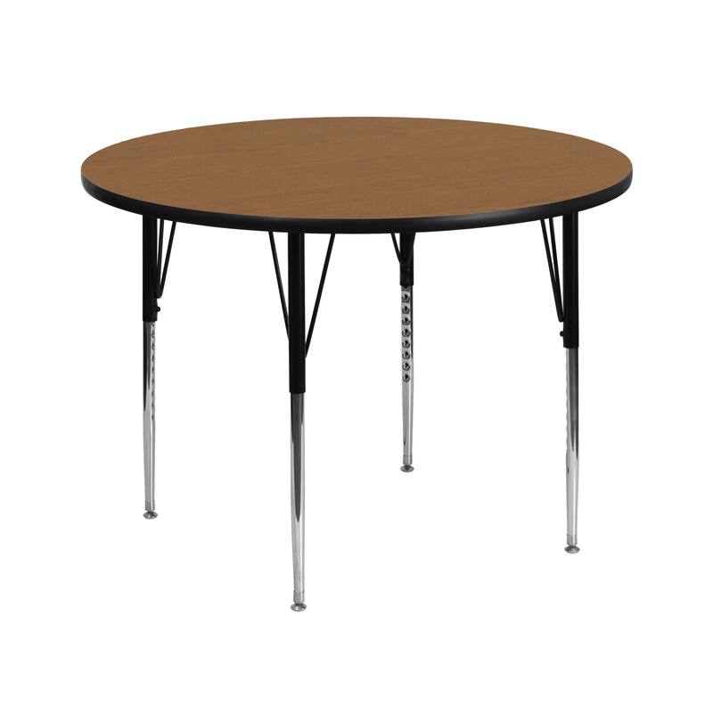 42'' Round Thermal Laminate Activity Table - Adjustable Legs - Oak