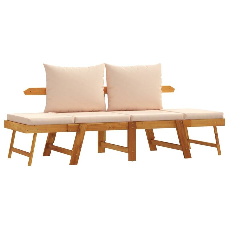 vidaXL Patio Bench with Cushions 2-in-1 Outdoor Seating Solid Wood Acacia