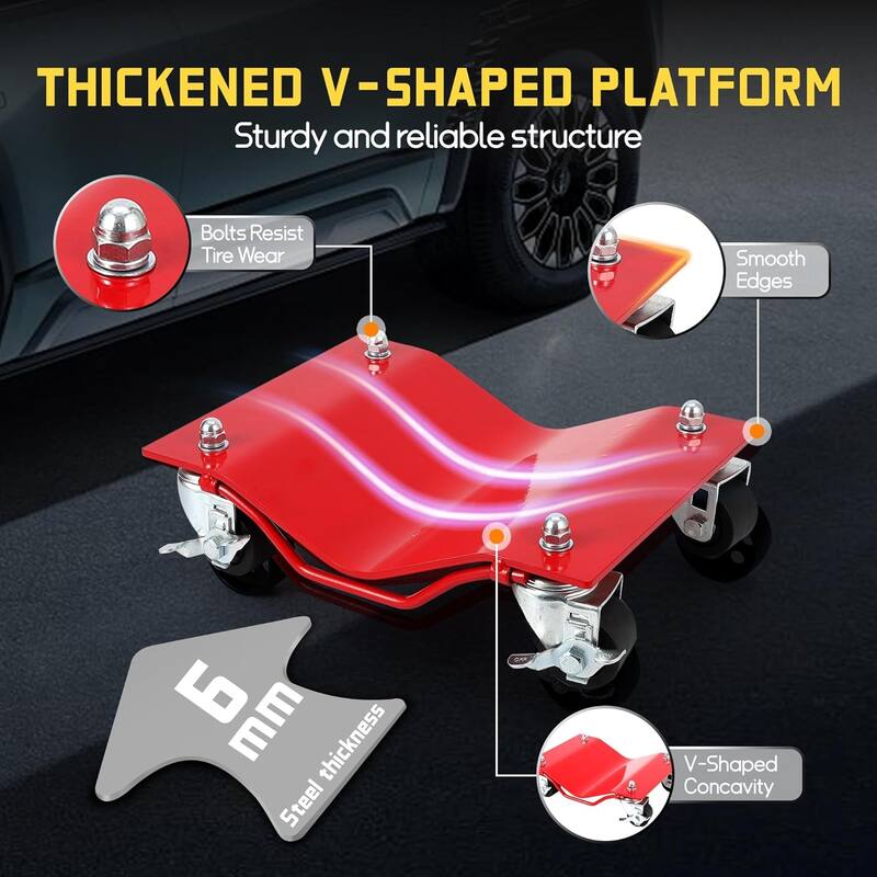 Heavy Duty Vehicle Wheel Dollies for Moving Cars, Trucks, SUVs