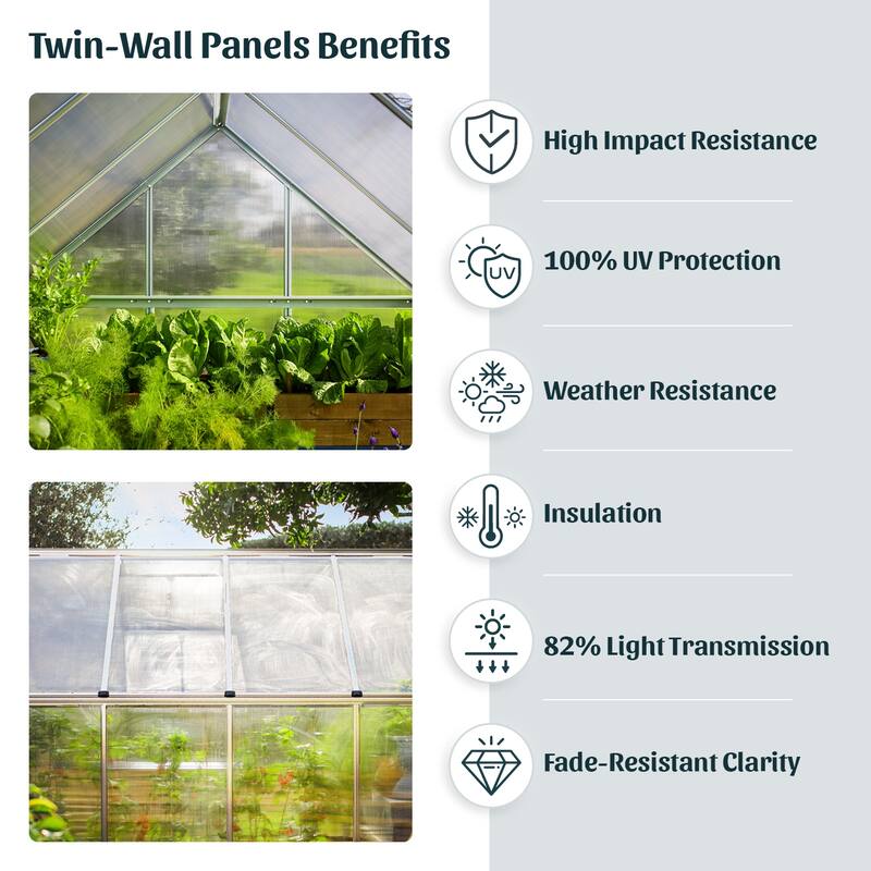 Mythos 6 ft. Green/Multiwall DIY Greenhouse Kit