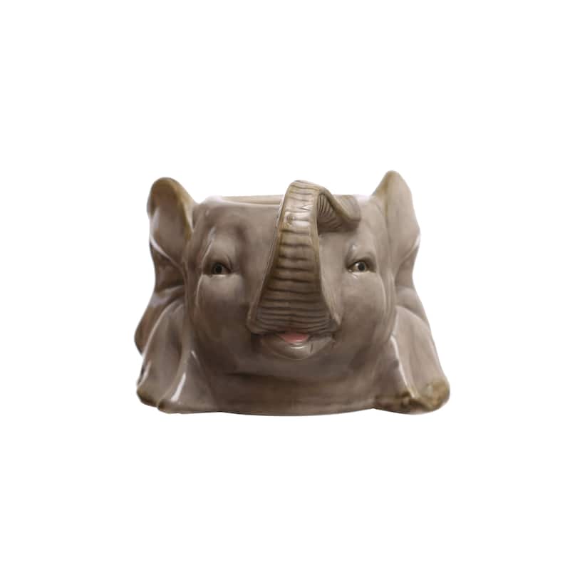 Ceramic Elephant Head Planter - 6.6"L x 6.6"W x 4.8"H - Grey - 6.6"L x 6.6"W x 4.8"H
