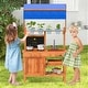 preview thumbnail 1 of 6, Wooden Pretend Play Kitchen with Accessories and Adjustable Height - 30" x 20.5" x 53" Kitchens