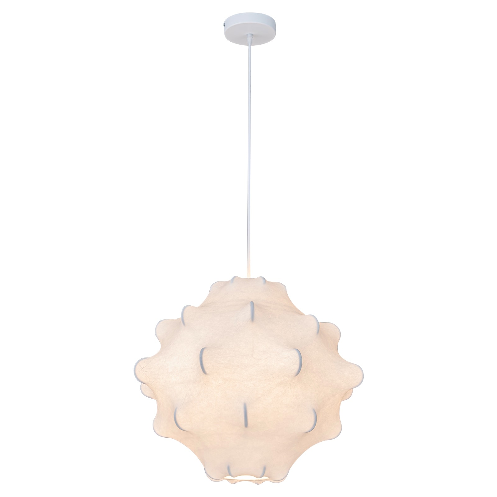 Rennnsan 1-Light Organic Modern Natural Silk Textured Pendant Light for Dining Room - 17.3 in. W x 16.5 in. H