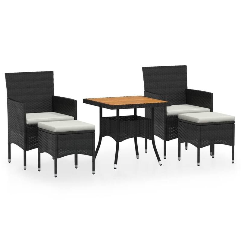 vidaXL Garden Dining Set Black, Cream White - 31.5 x 31.5 x 29.5