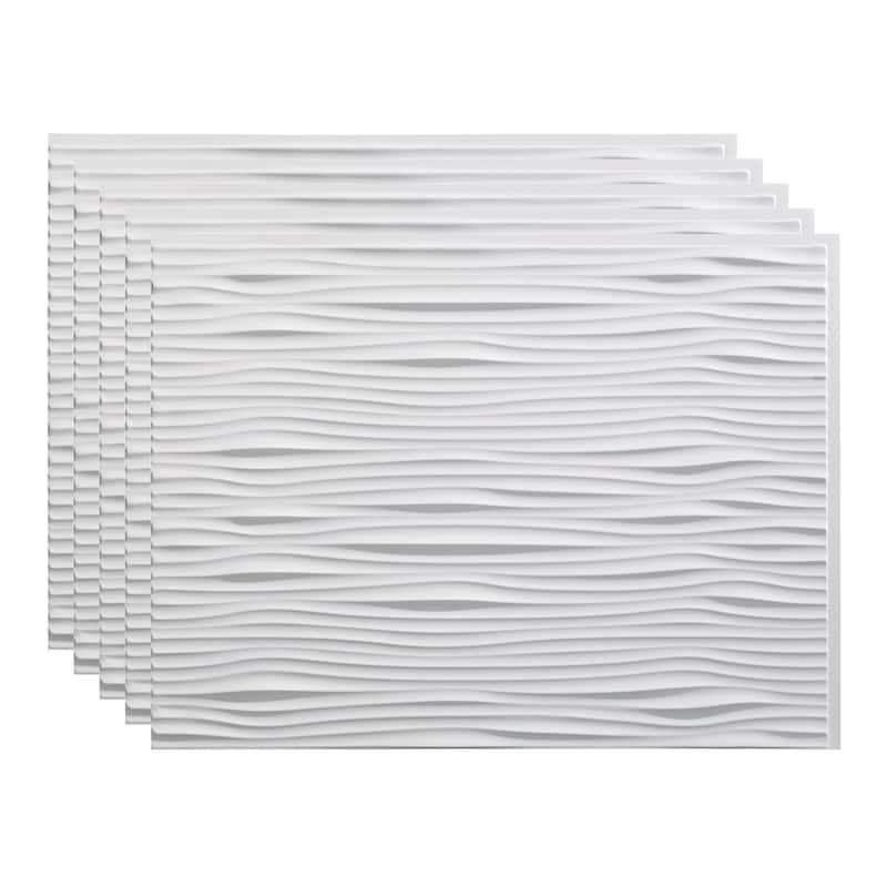 FASÄDE Waves Decorative Vinyl Backsplash Panel - 5 Pack - Matte White