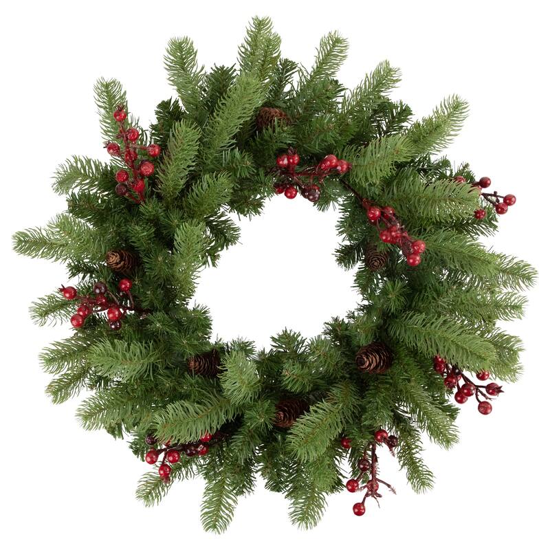Real Touch™️ Noble Fir Berries Artificial Christmas Wreath Unlit 24"