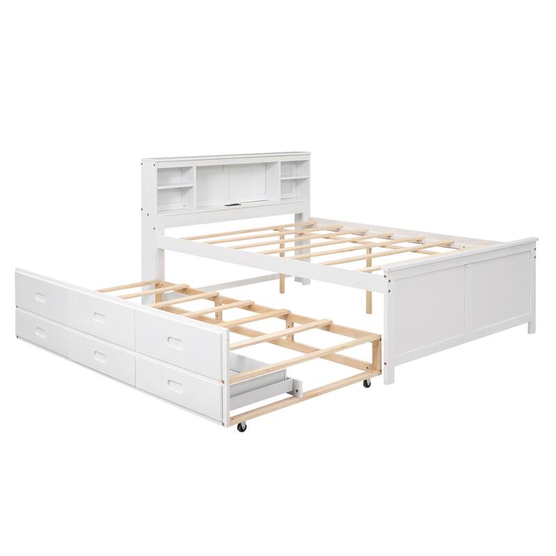 Full Size Platform Bed with Storage Headboard