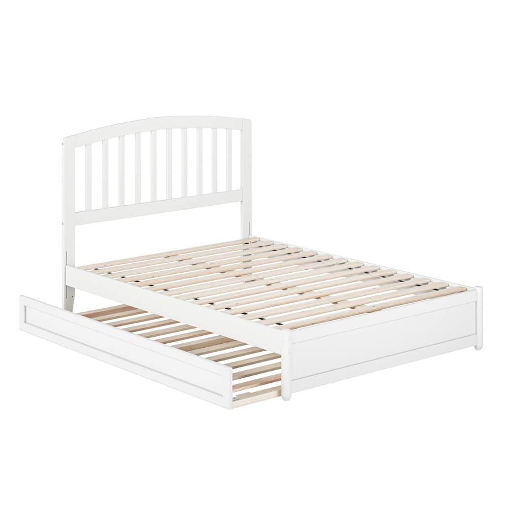 Lucia Full Platform Bed with Panel Footboard & Twin Trundle in White