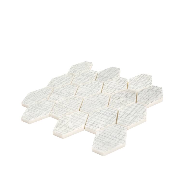Artisana 12x12 in. White Silver Textured, Foiled Stone Hexagon Mosaic Wall and Floor Tile (5.08 sq ft/case, 5-Pack)