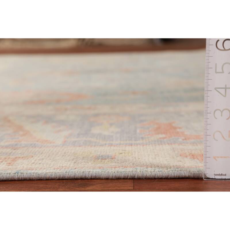 Hand Knotted Oriental 100% Wool Carpet Transitional All-Over Navy Blue & Blues Oushak Area Rug - 12' 2'' X 9' 4''