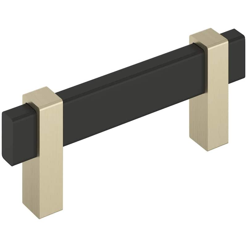 Amerock BP36722 Mulino 3" Center to Center Bar Cabinet Pull - Matte Black / Golden Champagne