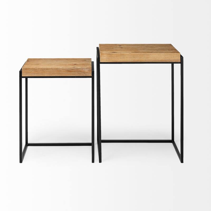 Karissa Brown Wood/ Black Metal Nesting Tables (Set of 2) - 19.3L x 13.0W x 24.8H