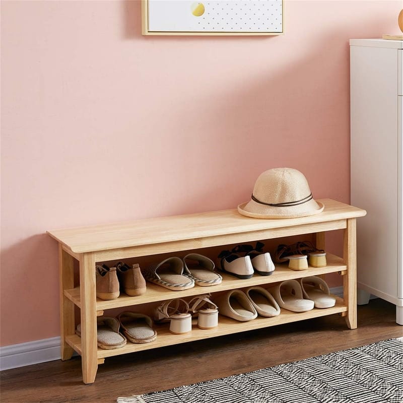 torage Bench Wooden Shoe Bench - 11.8"D x 39.4"W x 16.5"H