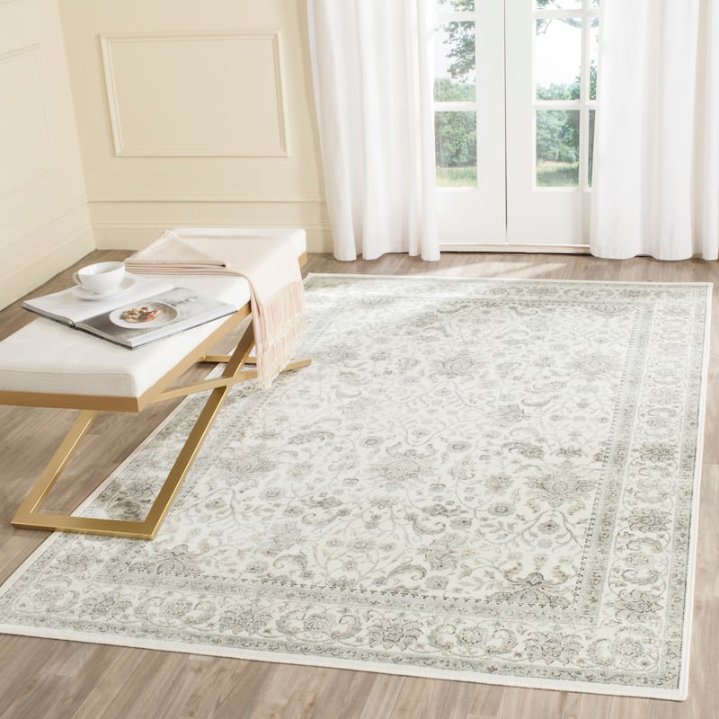 SAFAVIEH Persian Garden Prudie Vintage Boho Oriental Viscose Rug - 4' x 5'3" - Ivory/Silver