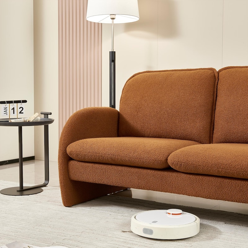 Loveseat Sofa Small Couch for Living Room,Sherpa Fabric Upholstered Loveseat Sofa Couch,Small Loveseat Sofa