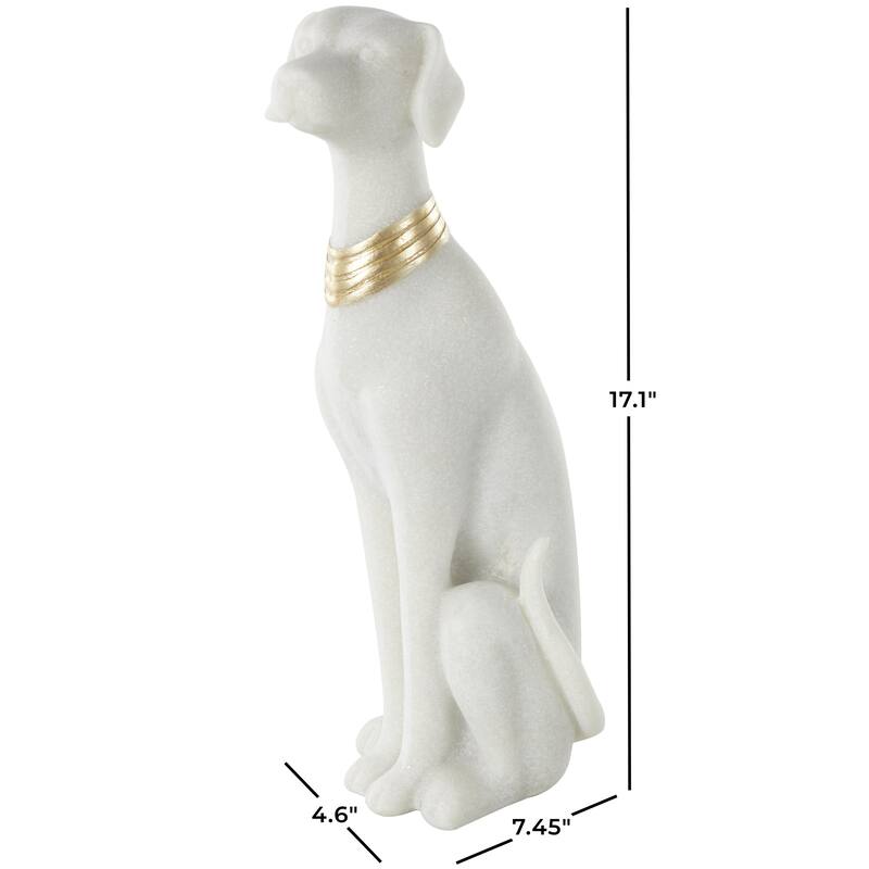 Polystone Dog Sitting Decorative Sculpture with Gold Collar - Cream - Roche River Decor