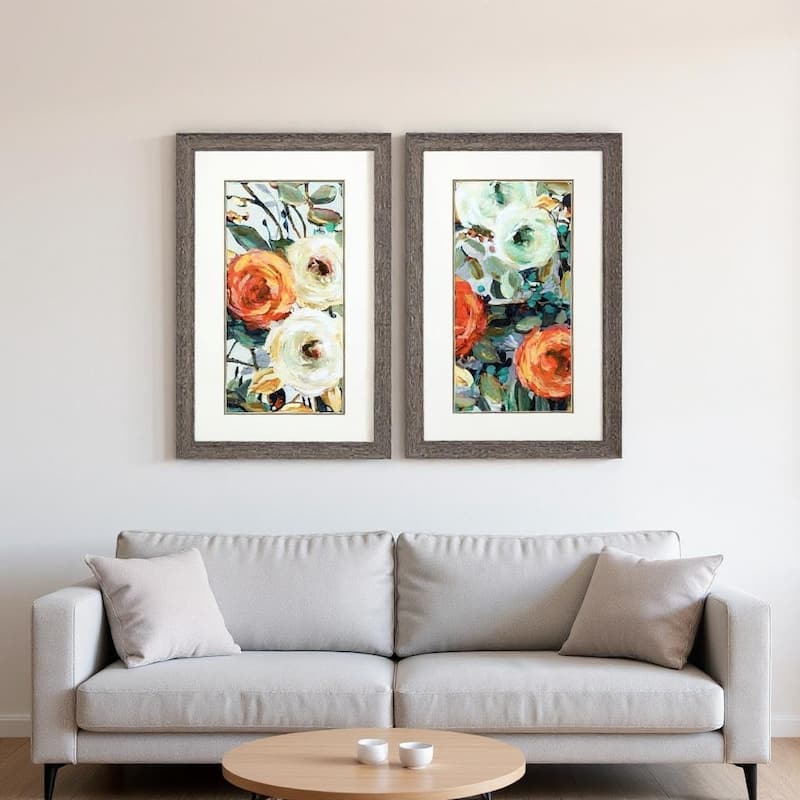 HomeRoots Set Of Two Floral Warmth Brown Framed Wall Art - 21.00 in. x 33.00 in.  x 1.00 in.