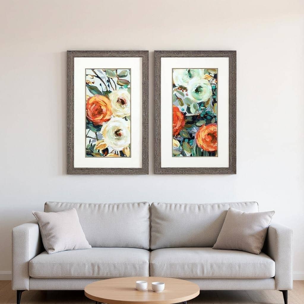 HomeRoots Set Of Two Floral Warmth Brown Framed Wall Art